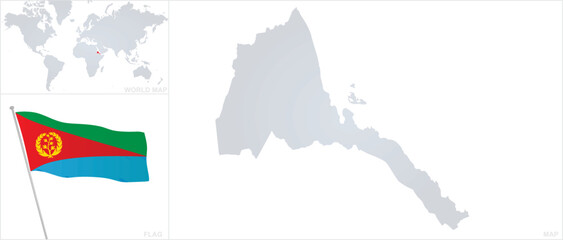 Eritrea map and flag. vector 