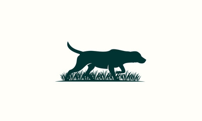silhouette labrador and grass logo template