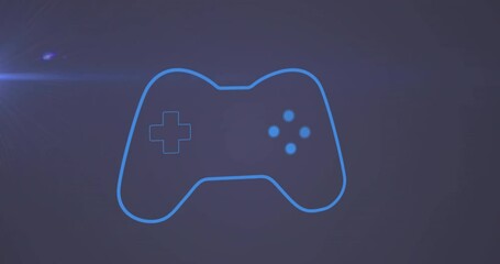 Animation of gamepad icon over light trails - Powered by Adobe