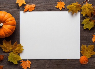 Naklejka na ściany i meble Blank thanksgiving/halloween border with white paper in the middle