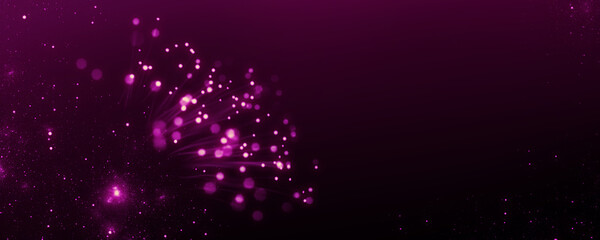 A digital illustration of a dark background with bright magenta abstract bokeh and sparkles.