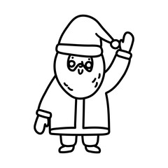 Doodle illustration with santa smile in cartoon modern style. Design elements for christmas card, poster, invitation, poster, packaging.