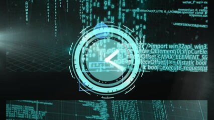 Animation of data processing over clock and gamepad icon - Powered by Adobe