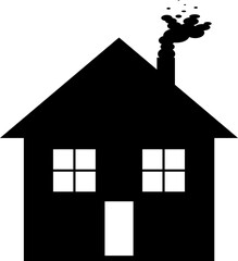 Little house vector smoke from chimney pollution