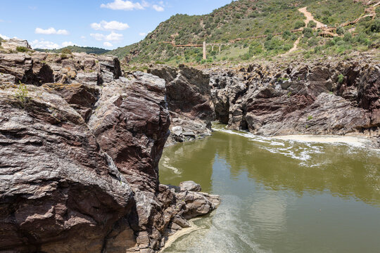 calm waters after the Pulo do Lobo waterfall, Guadiana river, municipality of M&eacute;rtola / Santa Maria, district of Beja, Alentejo, Portugal