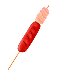 Filipino hotdog twisty warm colors marshmallow stick