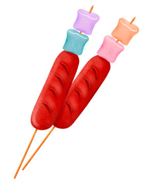 Filipino hotdog smooth marshmallow sticks