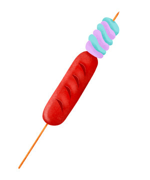 Filipino hotdog twisty cool colors marshmallow stick