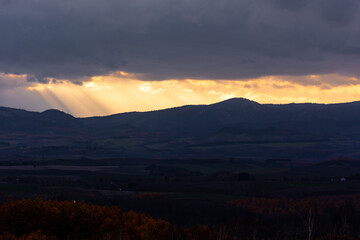北海道美瑛の天使のはしご・11月、日本