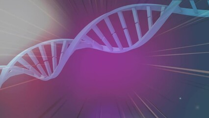 Animation of dna strand over white lines - Powered by Adobe