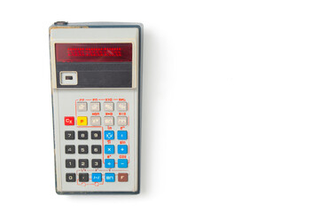Old vintage calculator on a white background