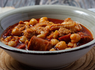 Typical Spanish food. Madrid style tripe dish. Winter comfort food.(Callos a la madrileña)
