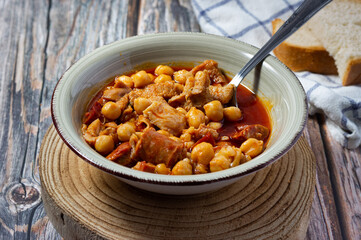 Typical Mediterranean cuisine. Madrid style tripe stew.(Callos a la madrileña)