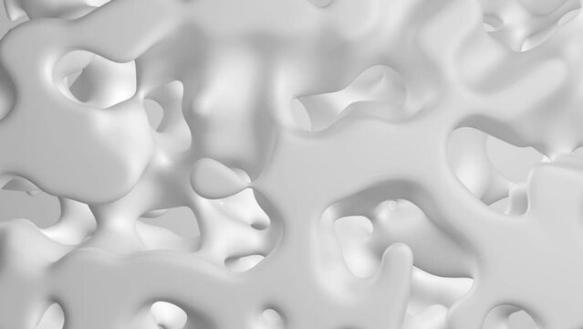 Abstract white liquid animation background. White lava, cream. Elegant seamless looping animation wave. 3D rendering