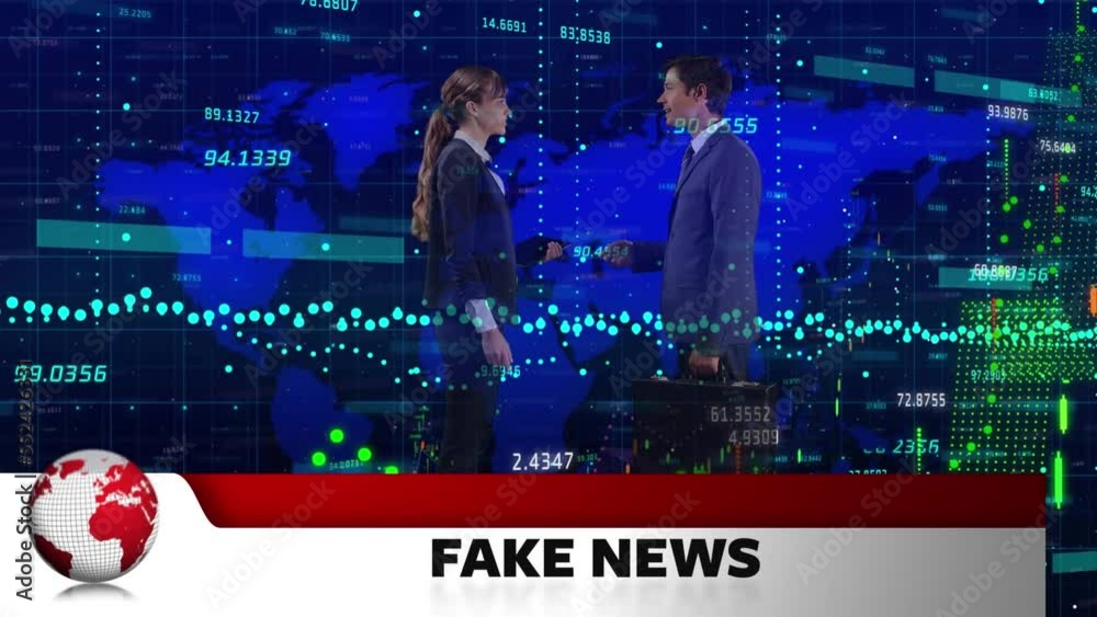 Poster animation of data processing over globe on screen