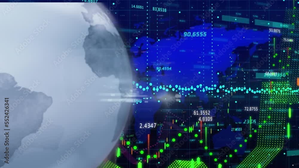 Poster animation of data processing over dark background