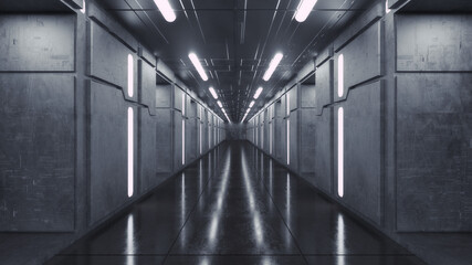 3d render futuristic interior corridor