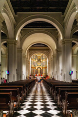 Church interior view of the Cathedral Basilica Metropolitana in the old quarter of Panama
