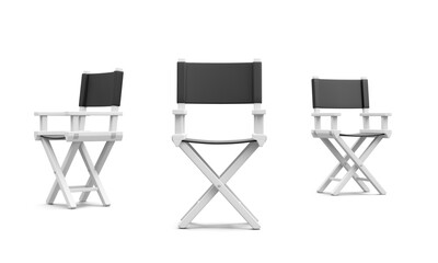 Fototapeta premium Set of 3d realistic director chair isolated on white background. Vector illustration