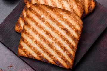 Tasty fresh crispy bread slices in the form of grilled toast