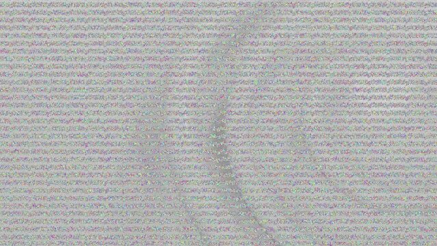 Animation of tv static effect over concentric circles against white background