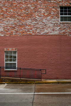 Brick Wall Windows Sidewalk Ramp