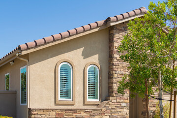 Single family residence facade, Menifee, California, USA