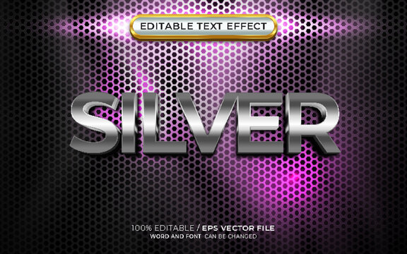 Editable Text Effect Silver, 3D Metallic and Shiny Font Style