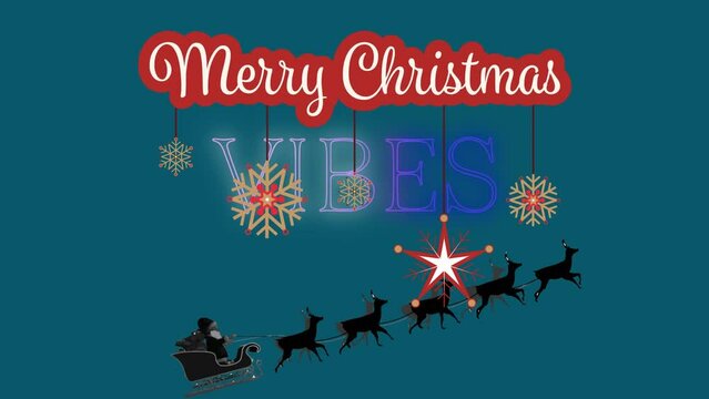 Animation of merry christmas text over santa in sleigh