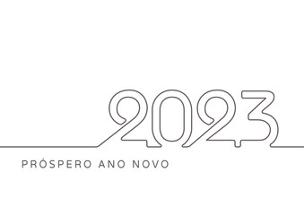 Portuguese lettering Próspero ano novo. Happy New Year 2023. Vector illustration
