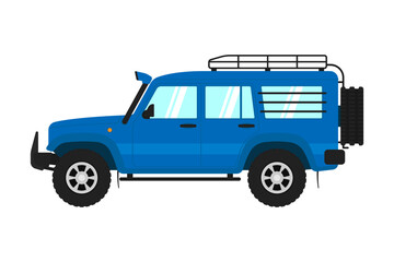 Expedition SUV icon. Off-road vehicle. Expedition, travel, adventure. Color silhouette. Side view. Vector simple flat graphic illustration. Isolated object on a white background. Isolate.