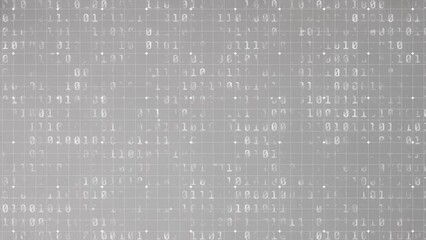 Animation of binary coding processing on grey background