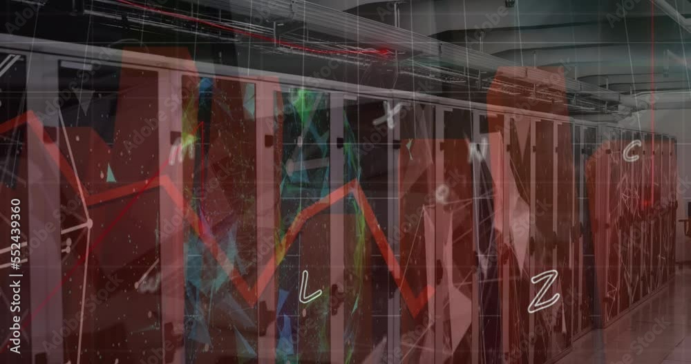 Poster animation of data processing over server room