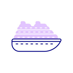 Cruise Ship Icon, Travel Through the Ocean on a Luxury Yacht.