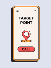 Target point app. Navigation application for mobile. Vector illustration
