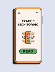 Traffic monitoring app. Aplication for travel. Vector illustration concept