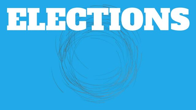 Animation of elections text over circles on blue background