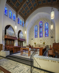 Interior and nave of the historic Cathedral of St. John in downtown Albuquerque, New Mexico