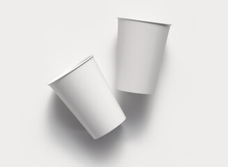 Mock up of white paper cups. 3d illustration