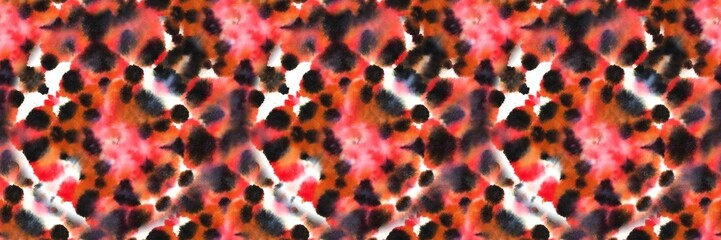 Seamless Graphic Animal Colorful Tie Dye . Repeated Leopard Animal Tie Dye Clothe Pattern. Seamless Watercolor White Cheetah Print.
