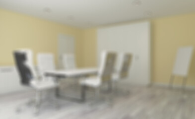 Modern meeting room. 3D rendering.. Abstract blur phototography.