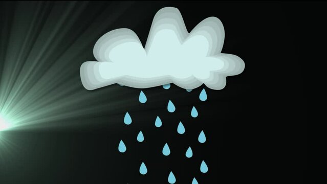 The alpha channel element of the animation shows a cloud and rain with a green background