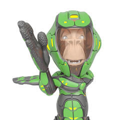 chimpanzee astronaut is ready to fight in karate style