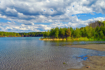 Autumn landscape sunset on the river bank. Wonderful nature, beautiful natural background.