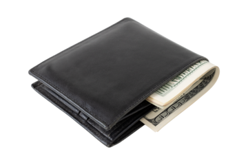 wallet with money isolated on white