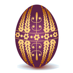 Festive Easter egg, a traditional symbol of the Easter holiday, with a floral, leafy ornament