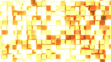 Würfel, Balken, Box, Quadratisch, Geometrie, Anordung, 3D, dynamisch, Quader, metall, mosaik, Architektur, gold, glänzend, metall, wertvoll