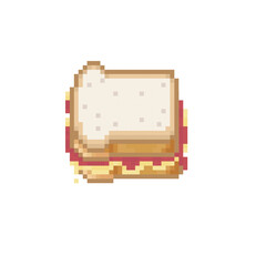 Jam and butter sandwich, pixel art food