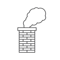 brick chimney outline with smoke, air pollution, winter heatring, carbon dioxide concept- vector illustration