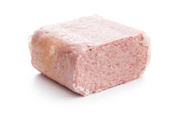 Luncheon meat isolated on white background.